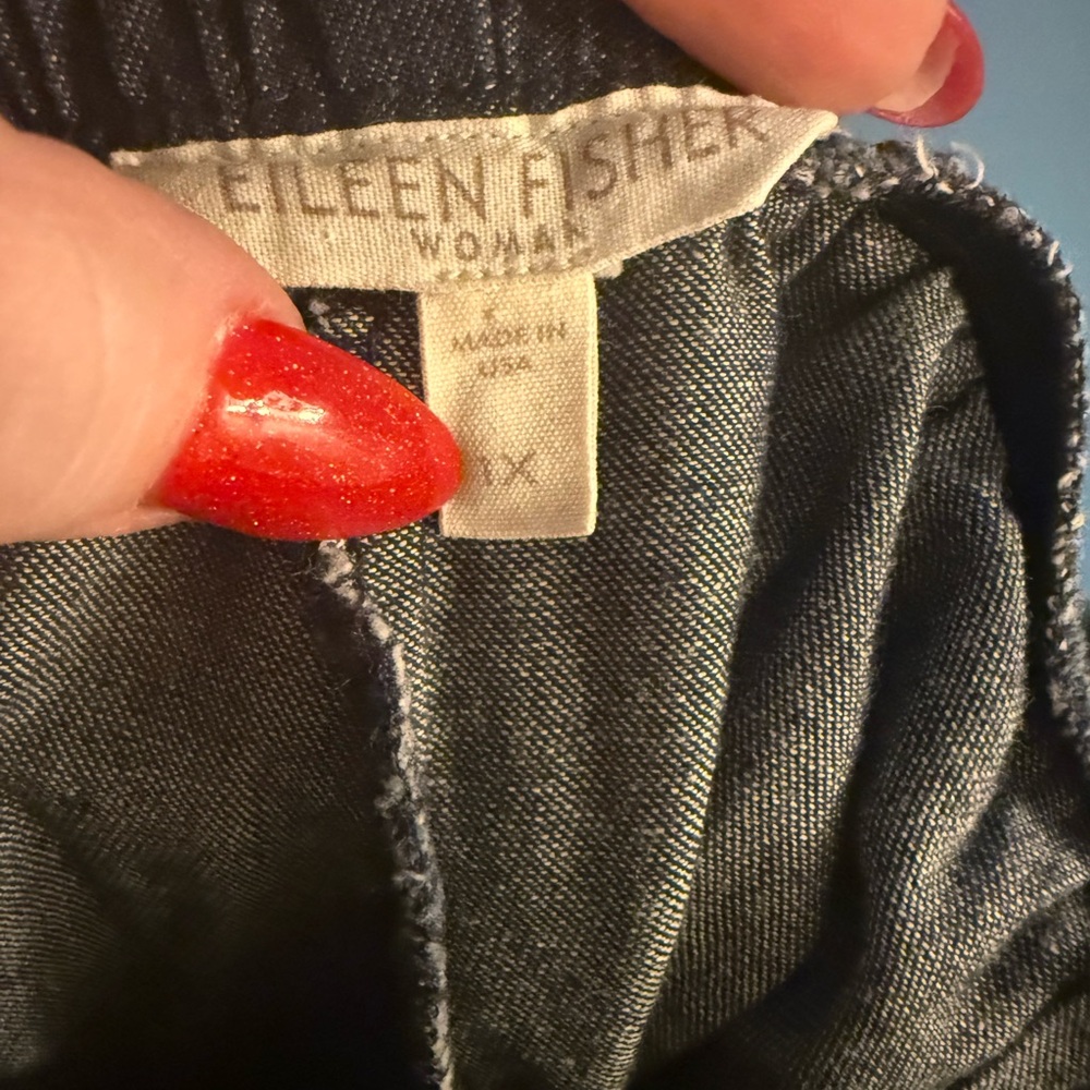 Eileen Fisher Blue Denim Jeans with Classic Stitching
